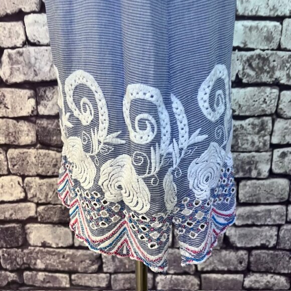 Talbots Blue & White Stripe Sleeveless Blouse Size M - Picture 5 of 8